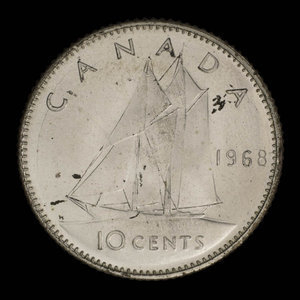 Canada, Elizabeth II, 10 cents : 1968