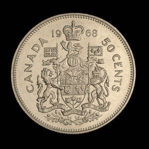 Canada, Elizabeth II, 50 cents : 1968