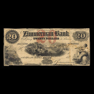 Canada, Zimmerman Bank, 20 dollars : December 1856