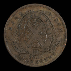 Canada, Bank of Montreal, 1/2 penny : 1844