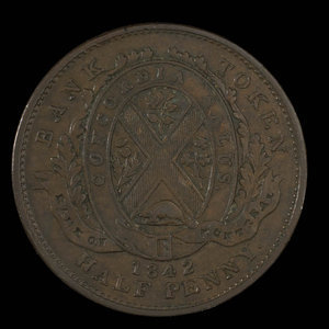 Canada, Bank of Montreal, 1/2 penny : 1842