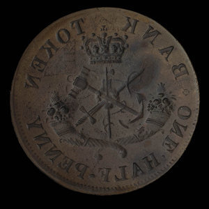 Canada, Bank of Upper Canada (York), 1/2 penny : 1857