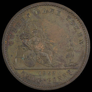 Canada, Quebec Bank, 1/2 penny : 1852