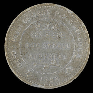 Canada, Ludger Gravel, no denomination : 1892