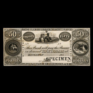 Canada, Bank of British North America, 50 dollars : 1849