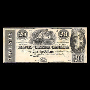 Canada, Bank of Upper Canada (York), 20 dollars : 1838