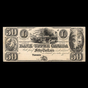 Canada, Bank of Upper Canada (York), 50 dollars : 1838