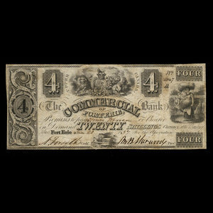 Canada, Commercial Bank of Fort Erie, 4 dollars : January 20, 1837
