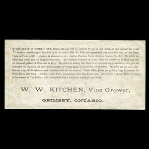 Canada, W.W. Kitchen, 1 dollar : 1894