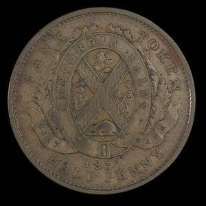 Canada, City Bank (Montreal), 1/2 penny : 1837