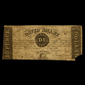 Canada, David Smart, 15 pence : January 23, 1839