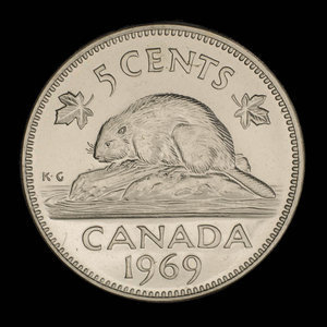 Canada, Elizabeth II, 5 cents : 1969