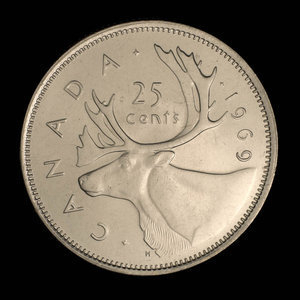 Canada, Elizabeth II, 25 cents : 1969