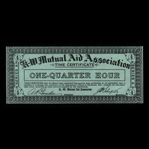 Canada, K.-W. Mutual Aid Association, 1/4 hour : 1935