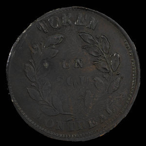 Canada, Numismatic & Antiquarian Society of Montreal, 1 sou : 1865