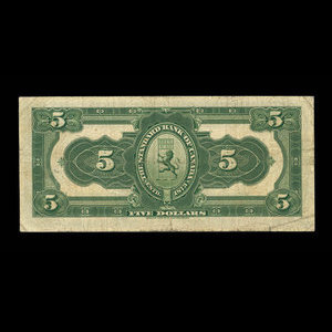 Canada, Standard Bank of Canada, 5 dollars : January 2, 1918