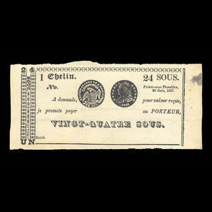 Canada, J.B. Cadieux, 24 sous : June 20, 1837