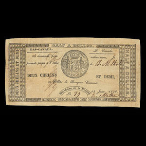 Canada, E. Mathe, 2 1/2 chelings : January 18, 1838