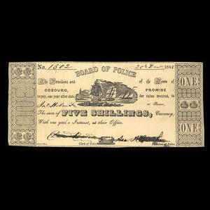 Canada, Cobourg Board of Police, 1 dollar : December 20, 1848