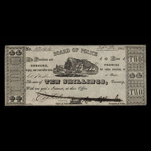 Canada, Cobourg Board of Police, 2 dollars : December 26, 1848