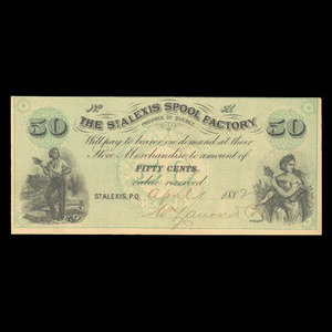 Canada, St. Alexis Spool Factory, 50 cents : April 1, 1882