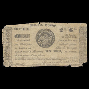 Canada, James Watts & Co., 60 sous : July 25, 1837