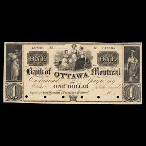 Canada, Bank of Ottawa, 1 dollar : 1838