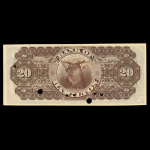 Canada, Bank of Hamilton, 20 dollars : June 1, 1892