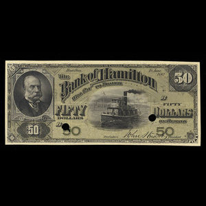 Canada, Bank of Hamilton, 50 dollars : June 1, 1892