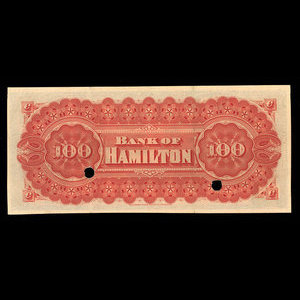 Canada, Bank of Hamilton, 100 dollars : June 1, 1892