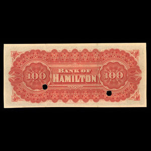 Canada, Bank of Hamilton, 100 dollars : June 1, 1892
