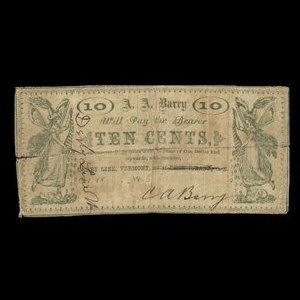 Canada, A.A. Barry, 10 cents : October 18, 1862