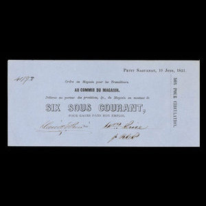 Canada, William Price & Son, 6 sous : June 10, 1851