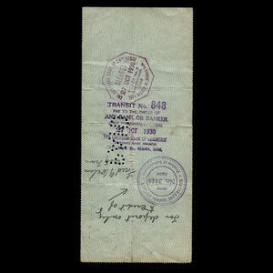 Canada, Bratt's Lake No.129, 185 dollars : September 30, 1930