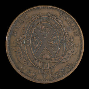 Canada, Bank of Montreal, 1 penny : 1842