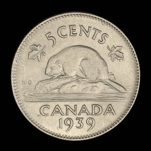 Canada, George VI, 5 cents : 1939