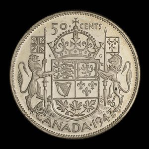 Canada, George VI, 50 cents : 1947