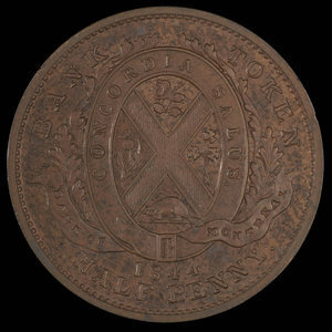 Canada, Bank of Montreal, 1/2 penny : 1844