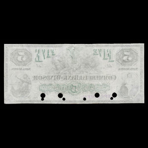 Canada, Commercial Bank of Windsor, 5 dollars : September 1, 1870