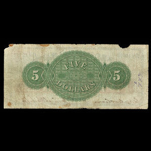 Canada, Merchants' Bank of Halifax, 5 dollars : July 1, 1870