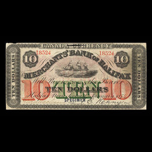 Canada, Merchants' Bank of Halifax, 10 dollars : January 1, 1874