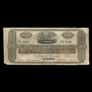 Canada, Merchants' Bank, 20 dollars : October 1, 1864