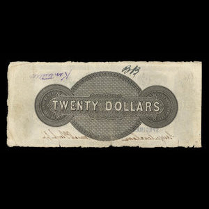 Canada, Merchants' Bank of Halifax, 20 dollars : October 1, 1869