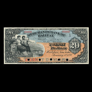 Canada, Merchants' Bank of Halifax, 20 dollars : January 1, 1898