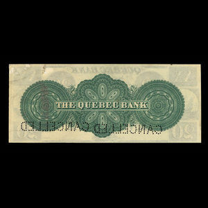 Canada, Quebec Bank, 20 dollars : 1863