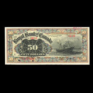 Canada, Royal Bank of Canada, 50 dollars : January 2, 1909