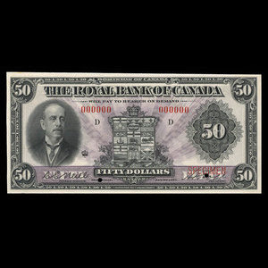 Canada, Royal Bank of Canada, 50 dollars : January 3, 1927