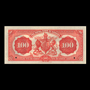Canada, Royal Bank of Canada, 100 dollars : January 2, 1913