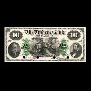 Canada, Traders Bank of Canada, 10 dollars : July 2, 1885
