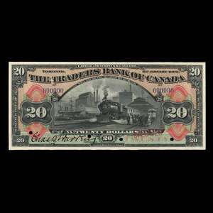 Canada, Traders Bank of Canada, 20 dollars : January 2, 1909